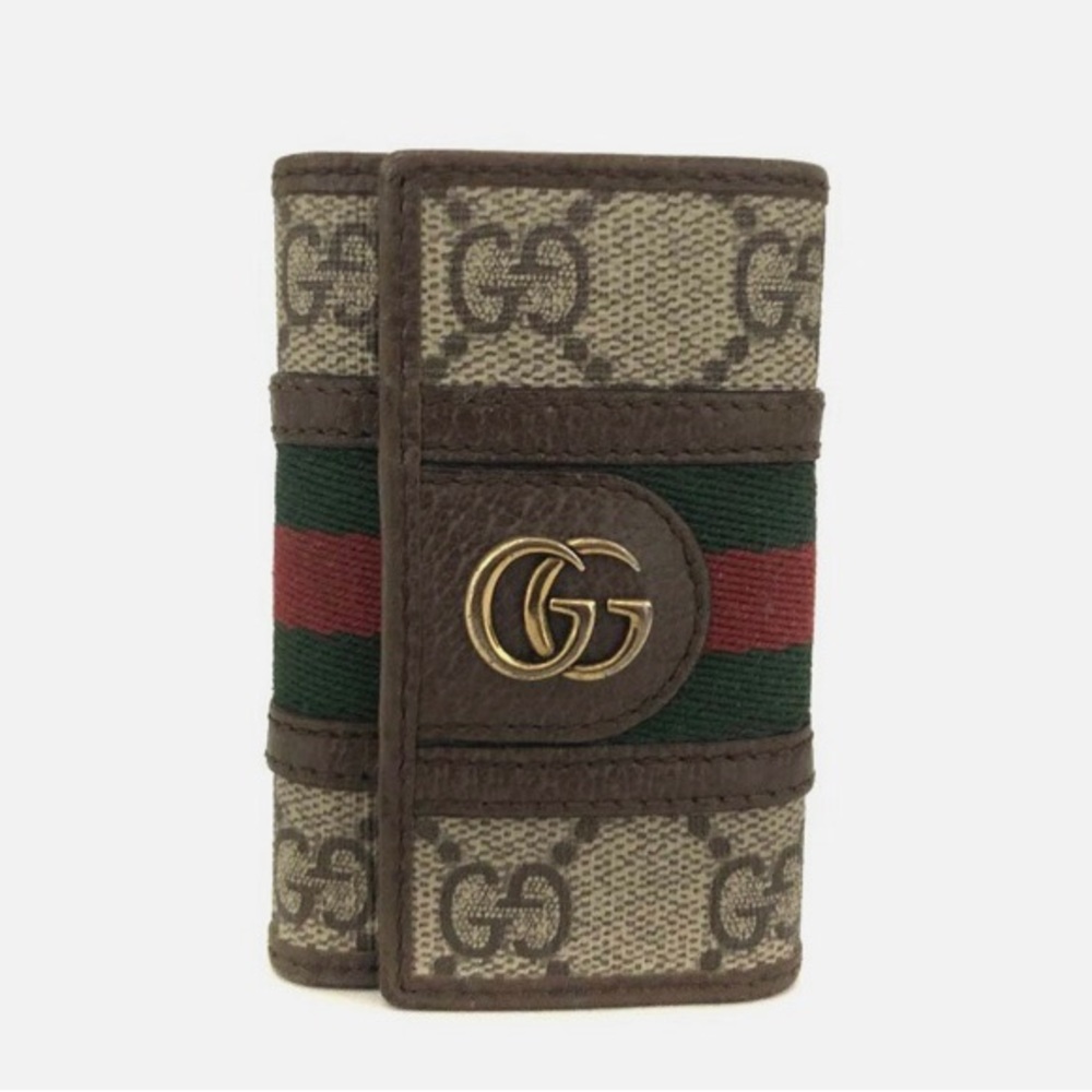 Authentic GUCCI Ophidia GG Logo PVC 6 Ring Key Case Beige/8BD1218GUCCI